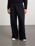 Les Tien - Wide-Leg Fleece-Back Cotton-Jersey Sweatpants - Black