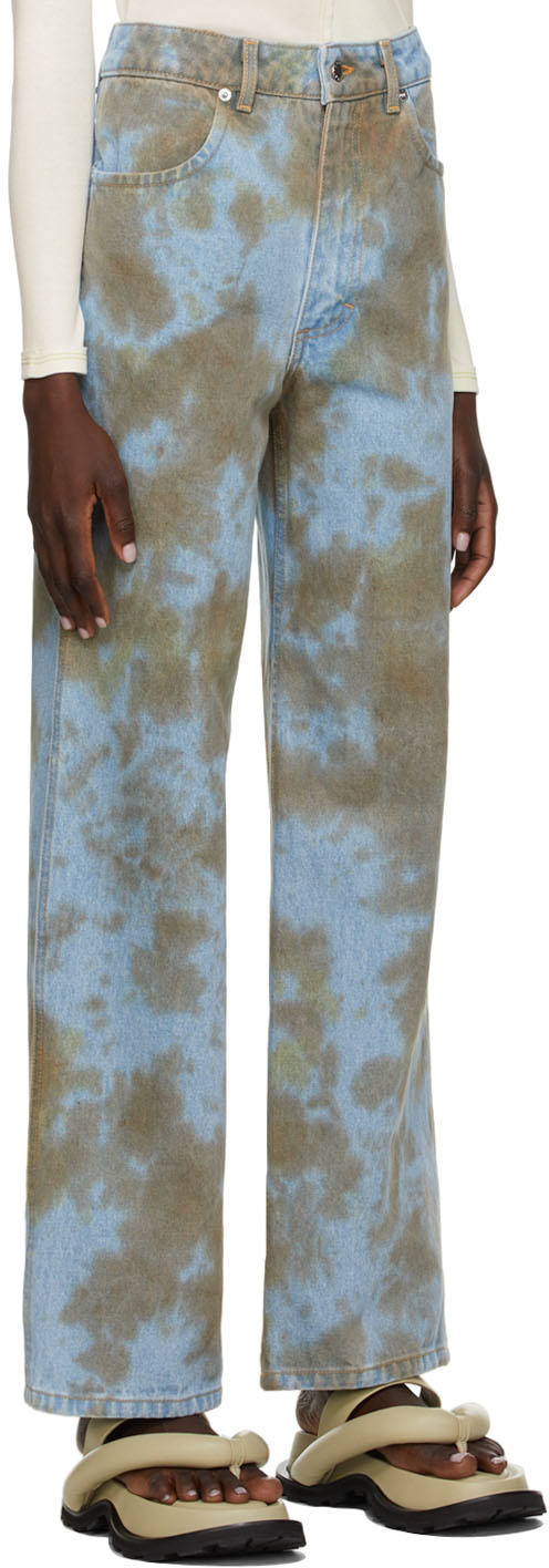 Eckhaus Latta Blue & Tan Wide-Leg Jeans Eckhaus Latta