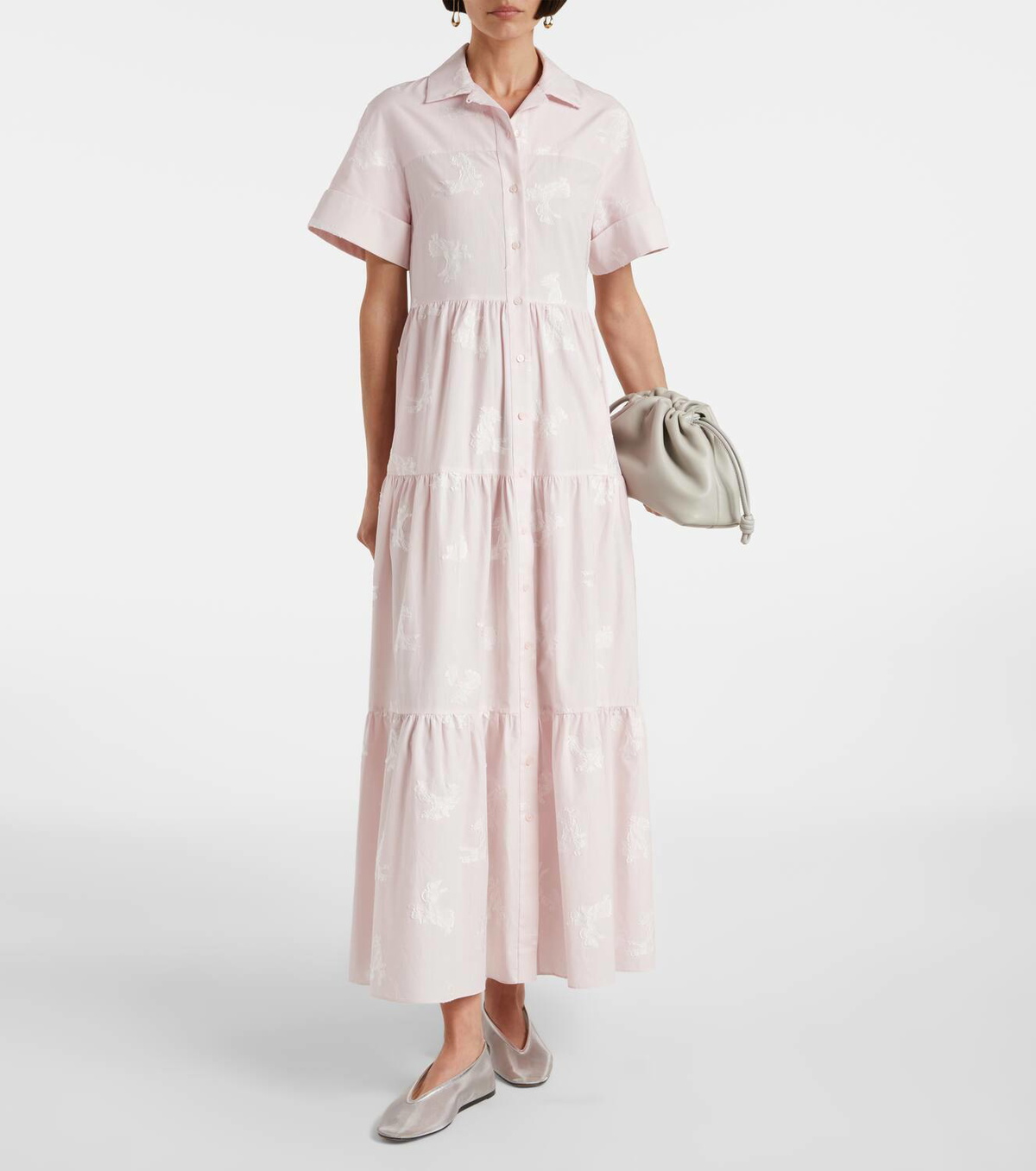 Erdem Embroidered tiered cotton shirt dress Erdem Erdem Embroidered tiered cotton shirt dress Erdem