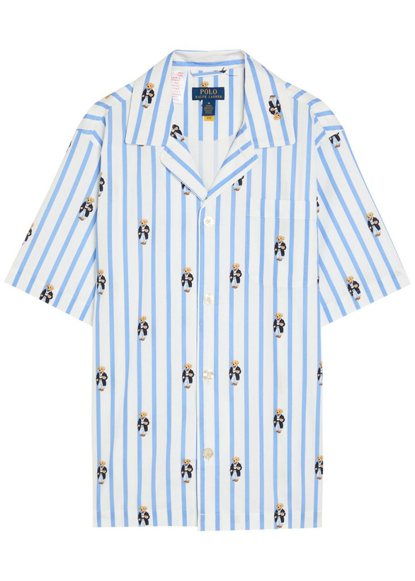 Photo: Polo Ralph Lauren Striped Polo-bear Cotton-poplin Sleep Shirt Blue