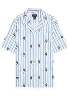 Polo Ralph Lauren Striped Polo-bear Cotton-poplin Sleep Shirt Blue