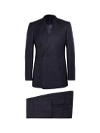 Kingsman - Navy Double-Breasted Super 120s Wool and Cashmere-Blend Suit - Blue