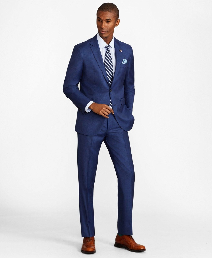 Photo: Brooks Brothers Men's Milano Fit Sharkskin 1818 Suit | Blue