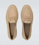 Giorgio Armani Jute-trimmed suede penny loafers