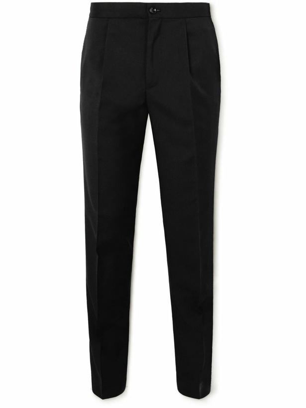 Photo: Incotex - Tapered Pleated Wool Drawstring Trousers - Black