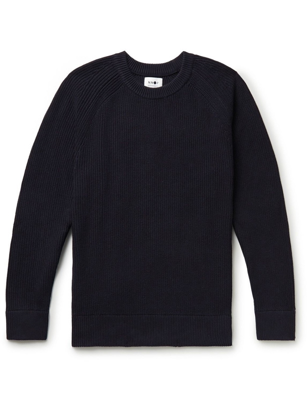Photo: NN07 - Jacobo Ribbed Cotton Sweater - Blue