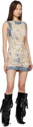 Diesel Off-White & Navy Layered Floral X-Ray Effect Minidress