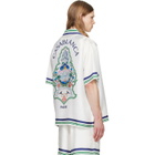 Casablanca White Hotel Emblem Short Sleeve Silk Shirt