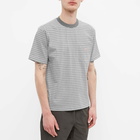 Danton Men's Stripe Crew Pocket T-Shirt in Charcoal Multi Stripe