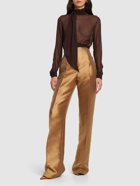 ALBERTA FERRETTI High Rise Mikado Silk Blend Wide Pants