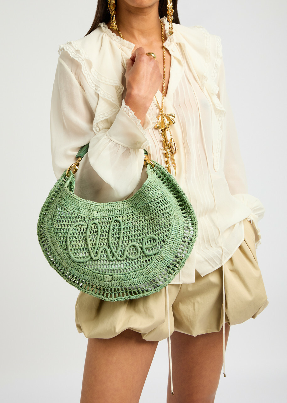 Chloe Summer Banana Logo Raffia Shoulder bag - Green - One
