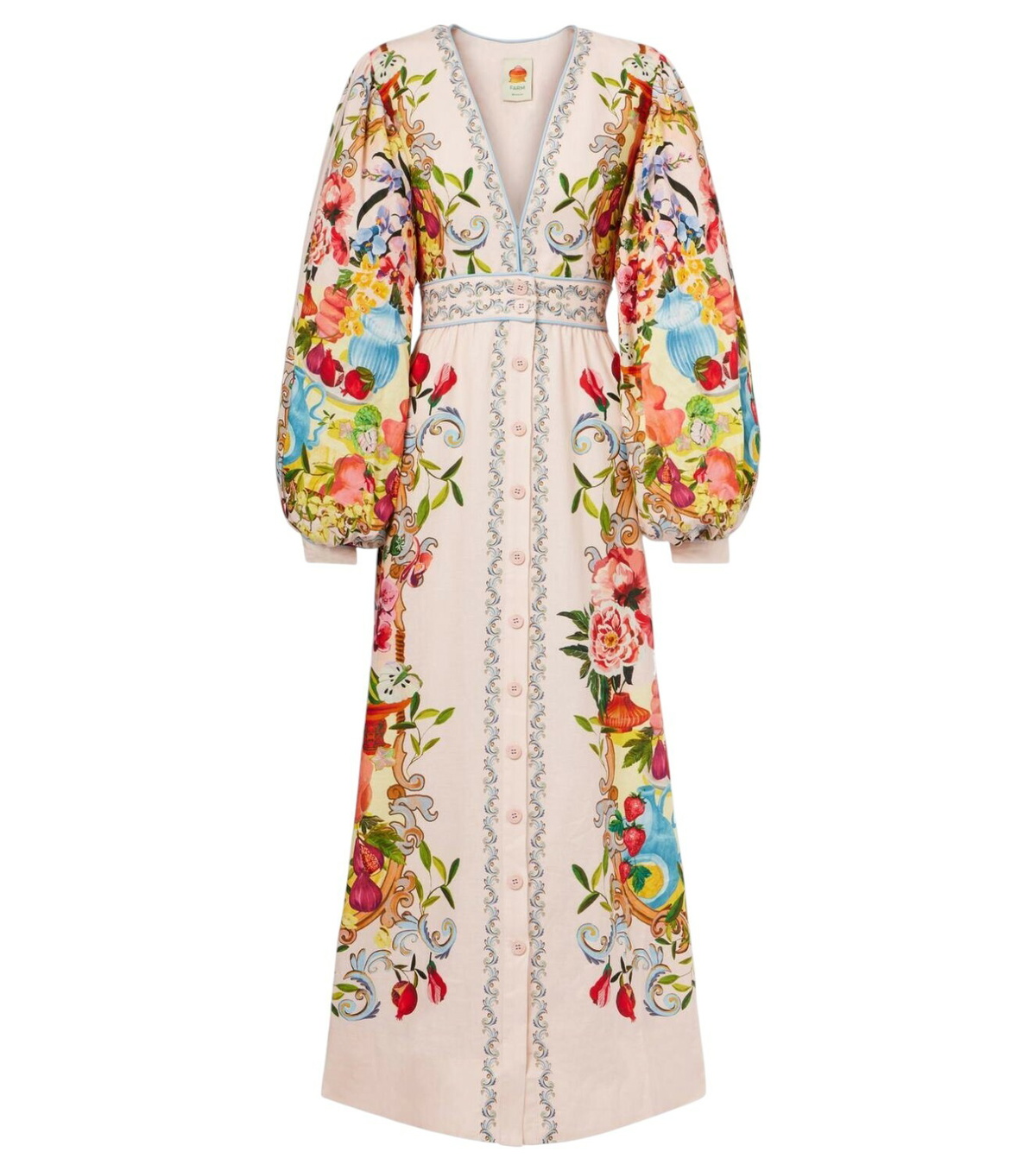 Farm Rio Pastel Orange Linen Dress Farm Rio