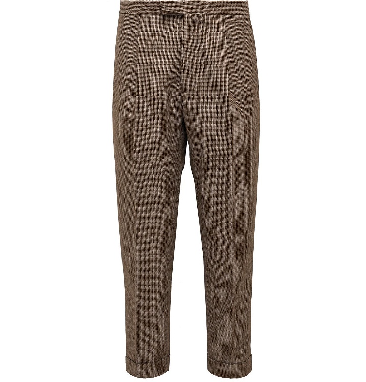 Photo: Beams Plus - Tapered Pleated Puppytooth Tweed Suit Trousers - Brown