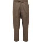 Beams Plus - Tapered Pleated Puppytooth Tweed Suit Trousers - Brown