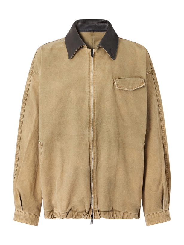 Photo: ssstein - Leather-Trimmed Cotton-Corduroy Jacket - Brown