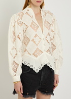 Isabel Marant Nina Cutwork-embroidery Cotton and Linen-blend Blouse White