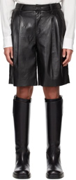 System SSENSE Exclusive Black Faux-Leather Shorts