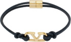 Valentino Garavani Navy Leather VLogo Signature Bracelet