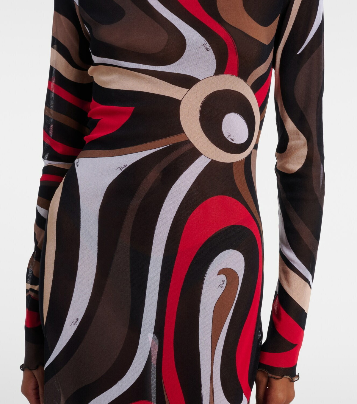 Pucci Printed tulle-trimmed jersey maxi dress
