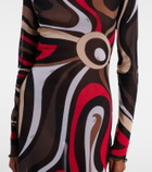 Pucci Printed tulle-trimmed jersey maxi dress