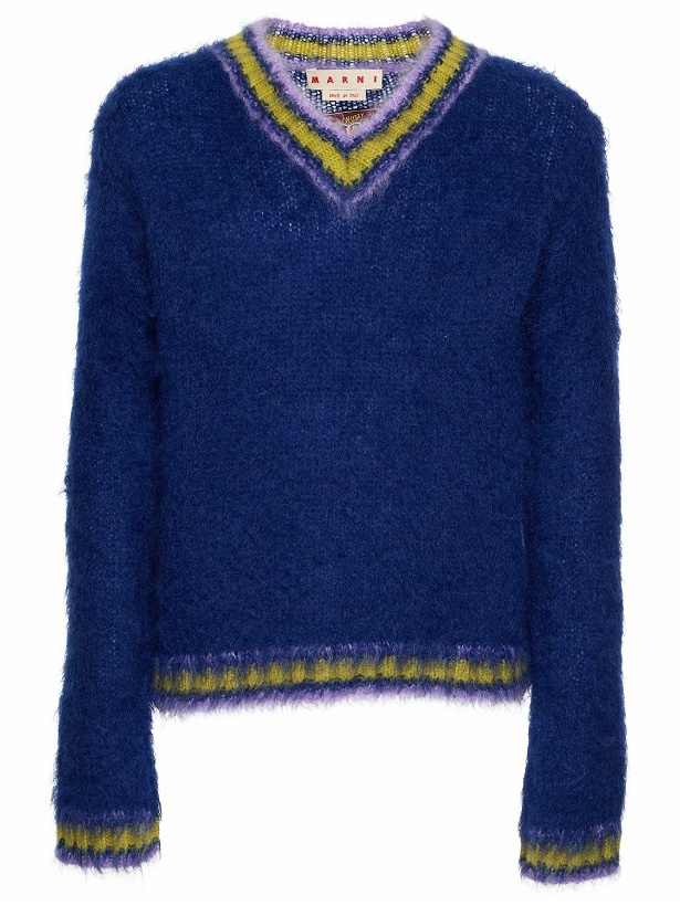 Photo: MARNI - Brushed Mohair Blend Knit V-neck Sweater