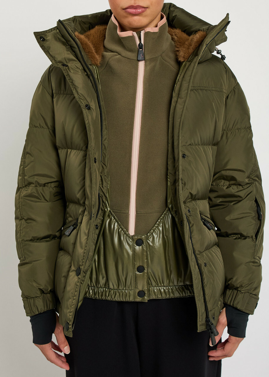 Moncler Salastrains Belted Padded Shell Jacket Green Dark