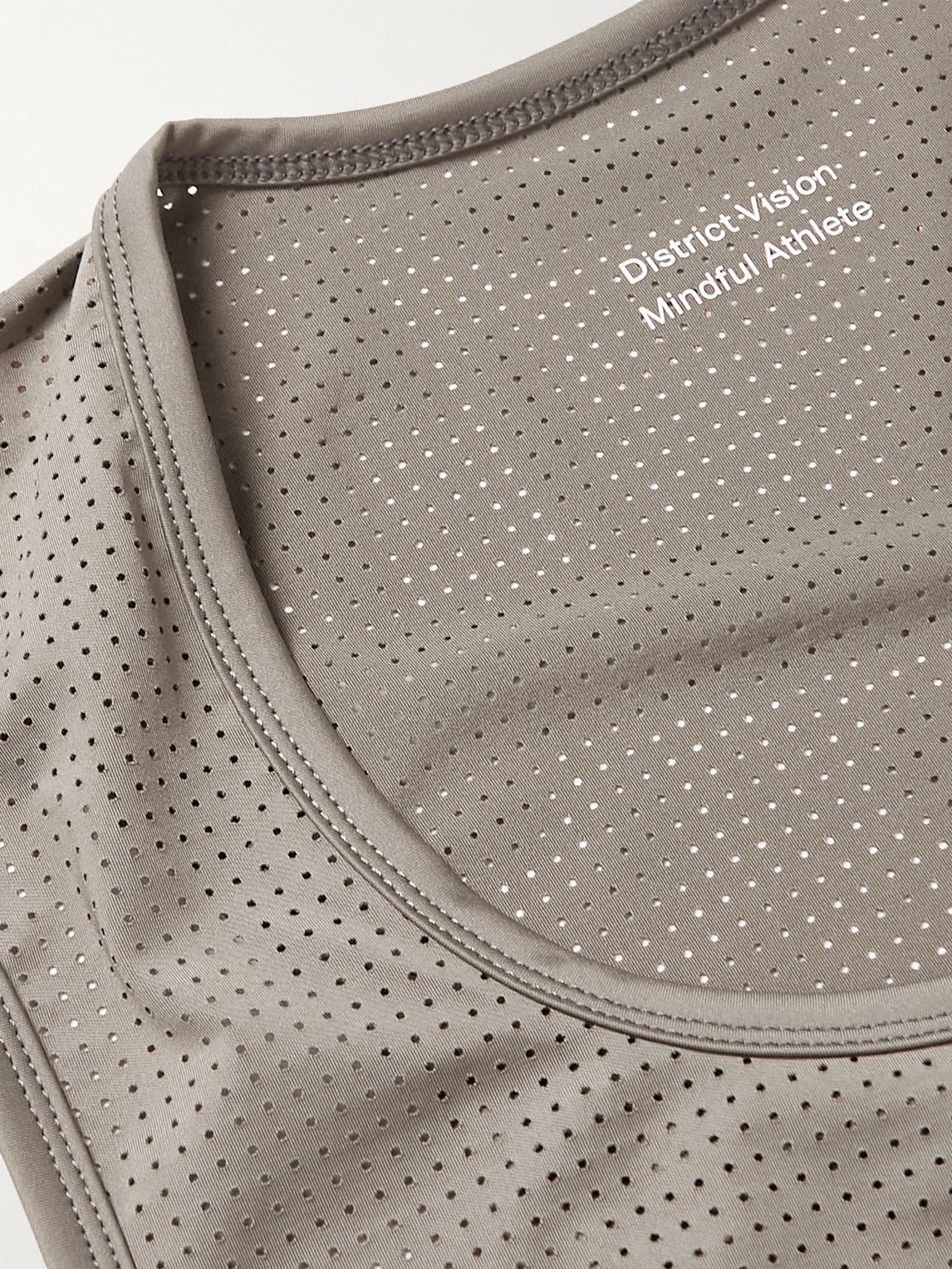 DISTRICT VISION - Logo-Print Perforated Stretch-Jersey Running