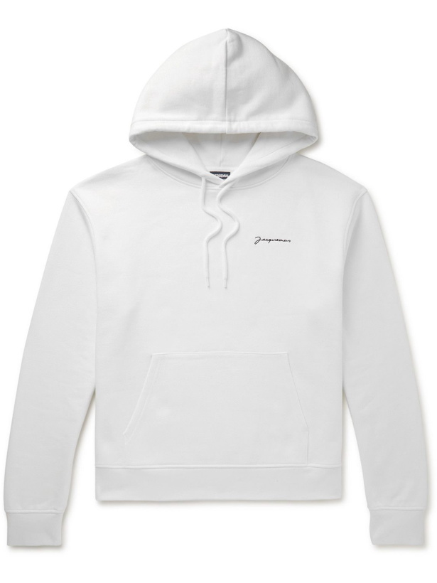 Photo: Jacquemus - Logo-Embroidered Organic Cotton-Jersey Hoodie - White