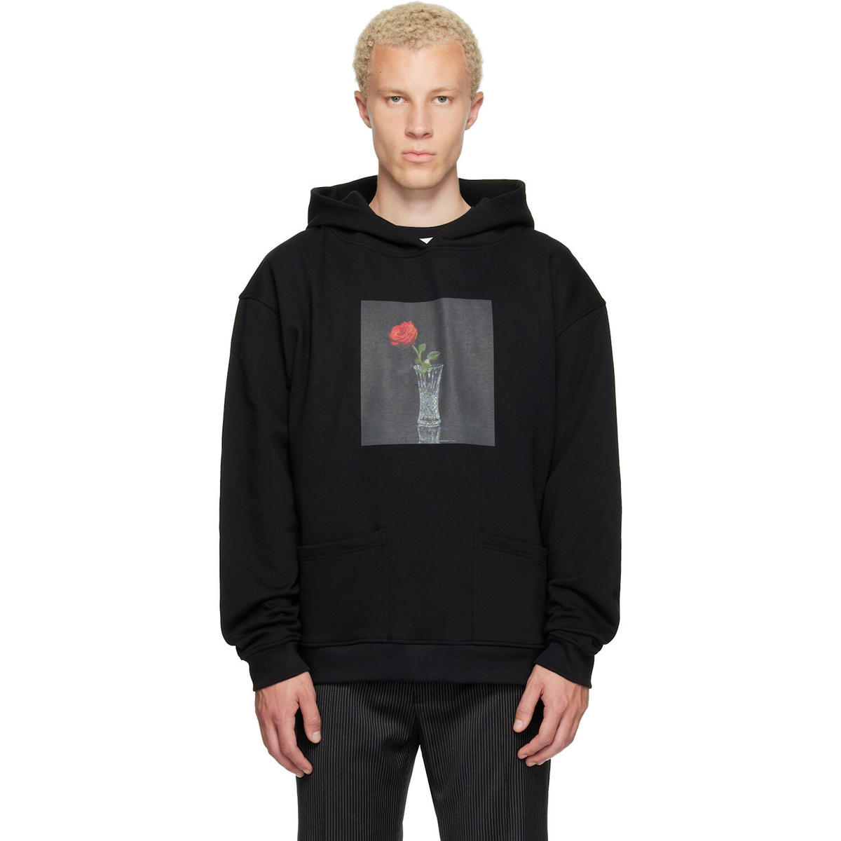 Ernest W. Baker Black Rose Print Hoodie