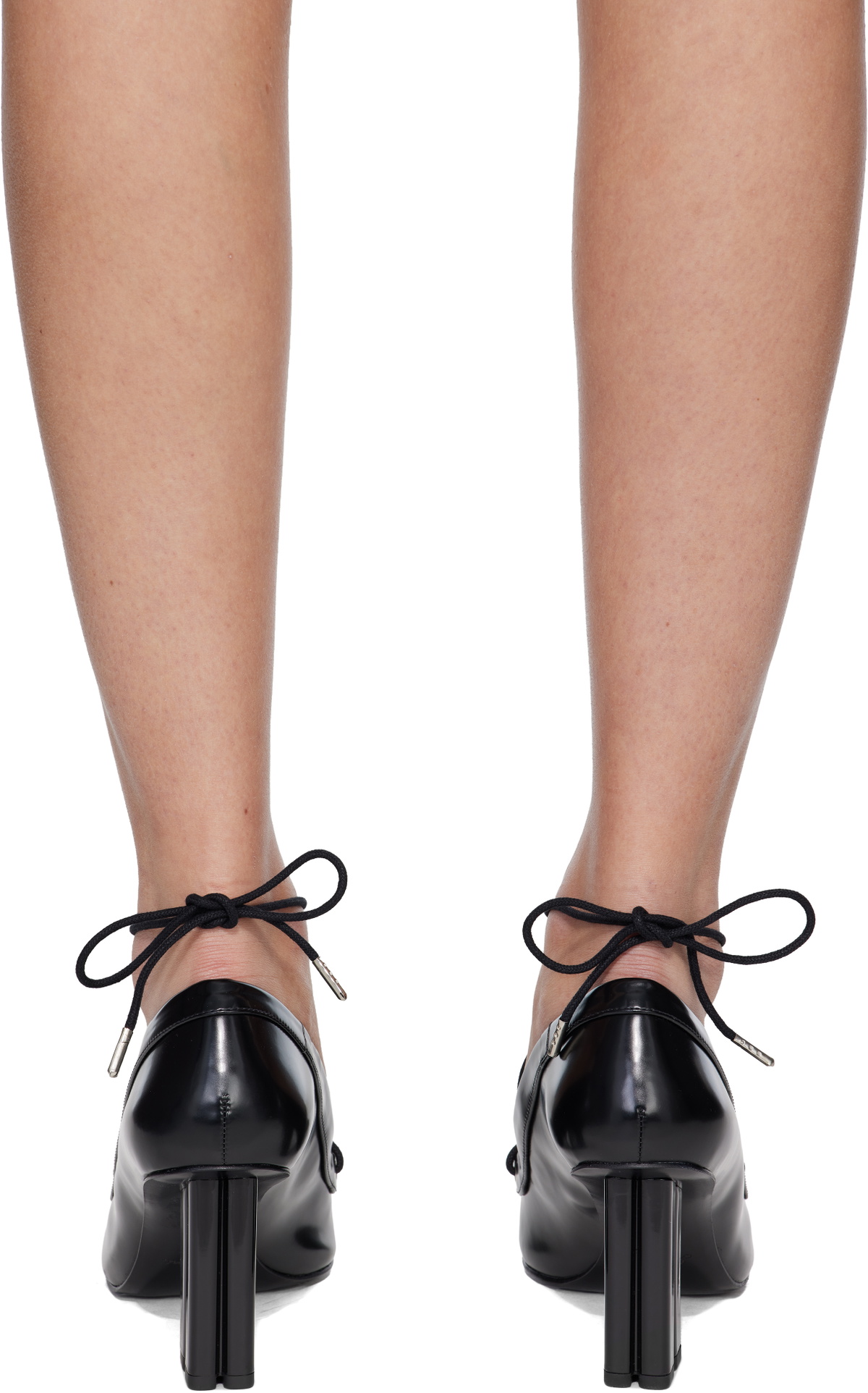 GANNI Black Lace Up Butterfly High Heels