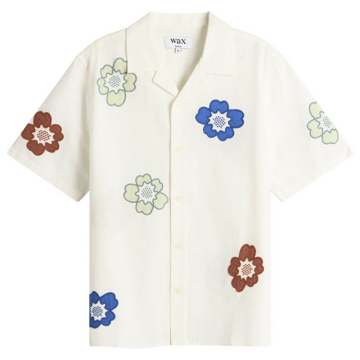 Photo: Wax London Men's Didcot Applique Floral Vacation Shirt in Ecru/Multi