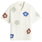 Wax London Men's Didcot Applique Floral Vacation Shirt in Ecru/Multi