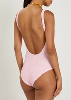 Hunza G Square-neck Crinkle Swimsuit - Light Pink - One Size