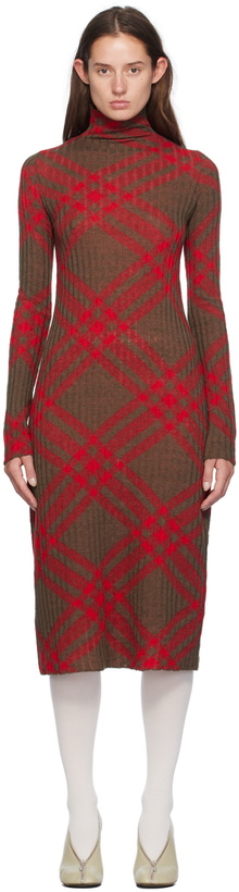 Photo: Burberry Red & Brown Check Midi Dress