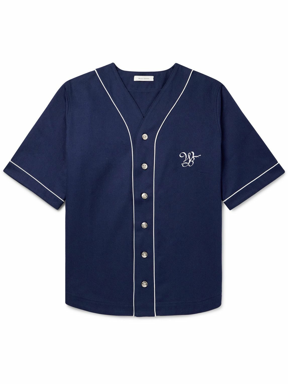 Wales Bonner - Logo-Embroidered Cotton-Drill Baseball Shirt - Blue