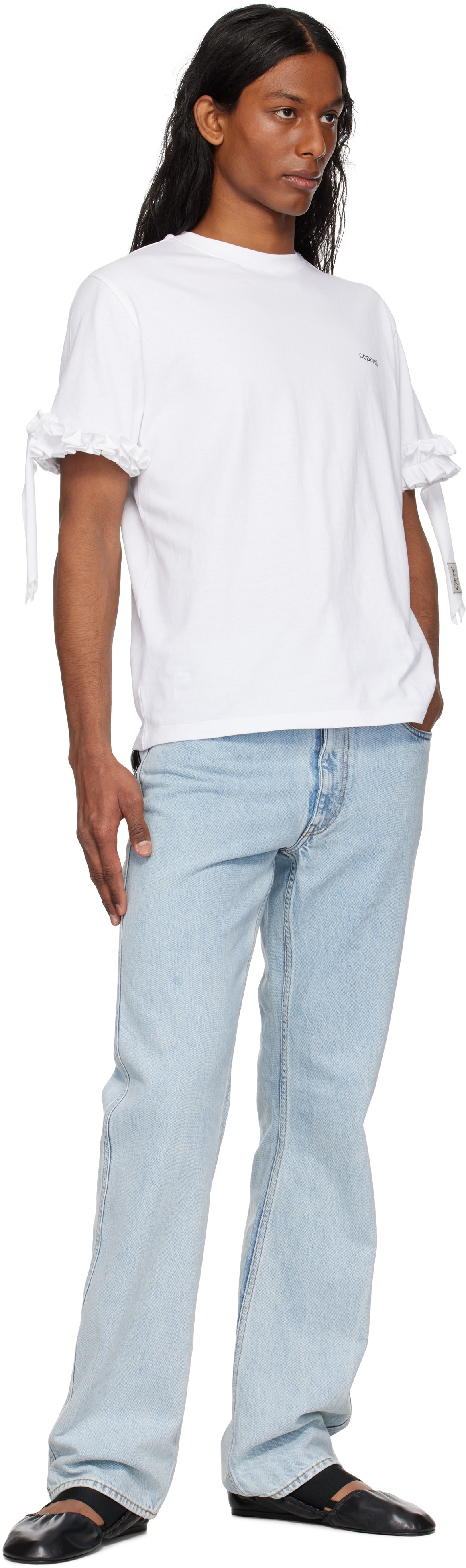 Coperni White Ruffle Logo Boxy T-shirt