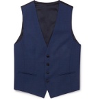 Hugo Boss - Slim-Fit Micro-Checked Wool Waistcoat - Blue