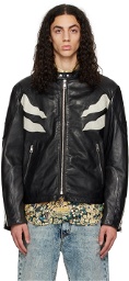 Just Cavalli Black Biker Leather Jacket