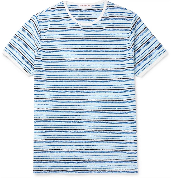 Photo: ORLEBAR BROWN - Sammy Striped Cotton-Terry T-Shirt - Blue