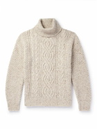 Loro Piana - Newcastle Mélange Cable-Knit Wool and Cashmere-Blend Rollneck Sweater - Neutrals