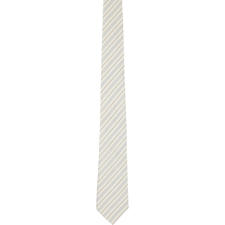 Photo: Paul Smith Off-White & Blue 'Shirting Stripe' Tie