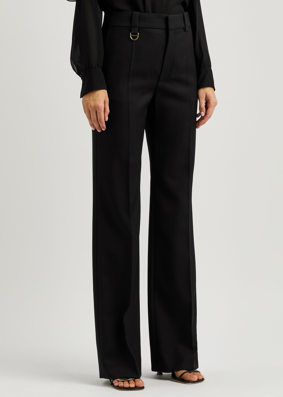 Chloe Women's Black Straight-Leg Wool Trousers Size 42 (UK14
