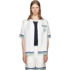 Casablanca White Hotel Emblem Short Sleeve Silk Shirt