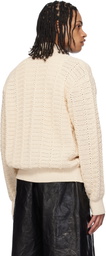 COOR Beige Semi-Overfit Cotton Crochet Cardigan