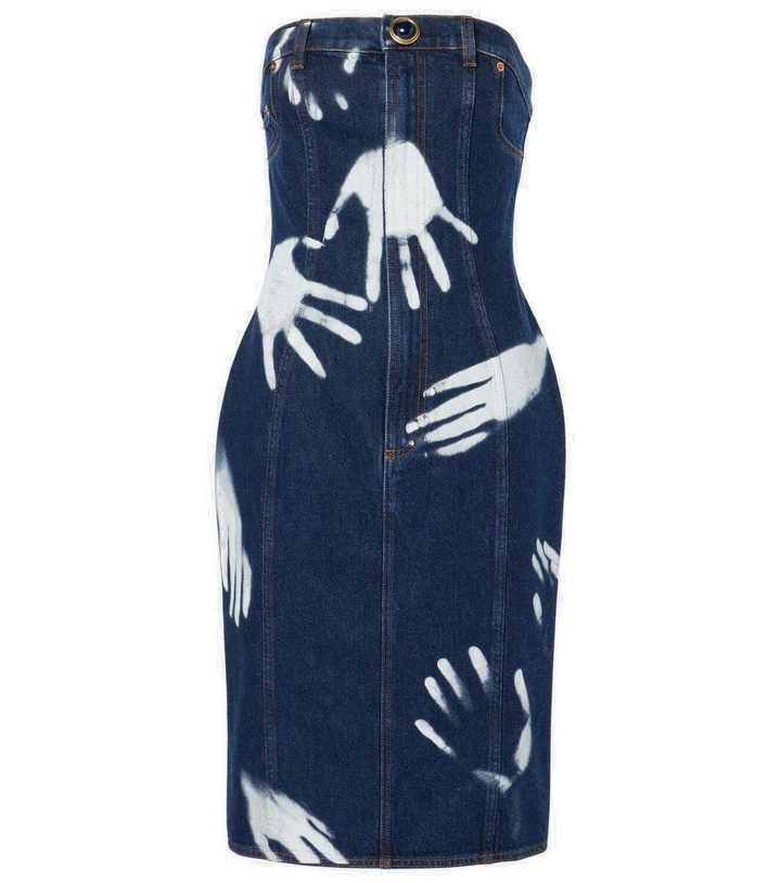 Photo: Area Printed strapless denim midi dress