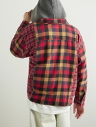 READYMADE - Patchwork Checked Flannel Shirt - Red