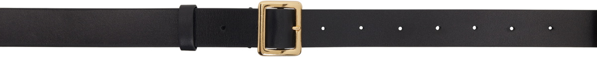 AURALEE Black Leather Square Buckle Belt