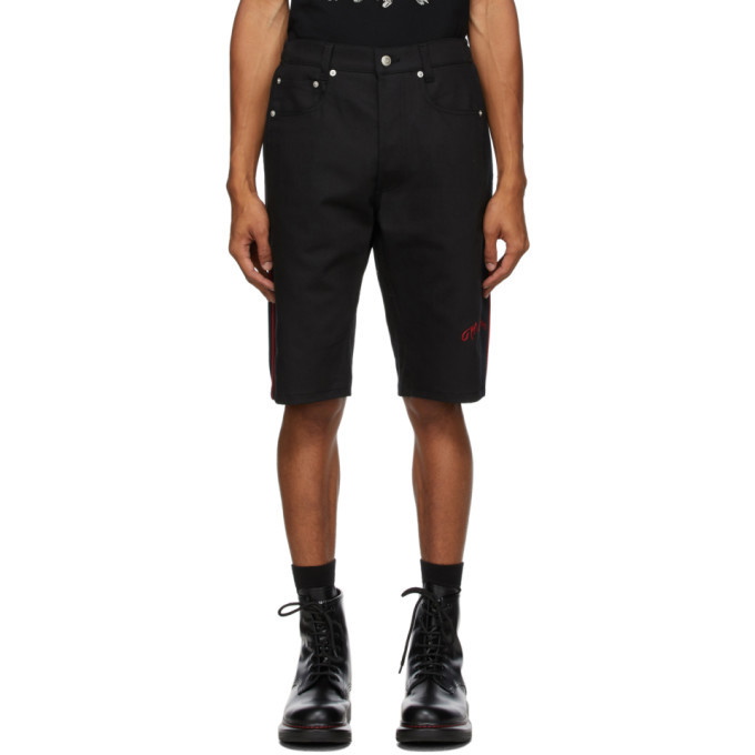 Photo: Alexander McQueen Black Organic Stretch Denim Logo Shorts