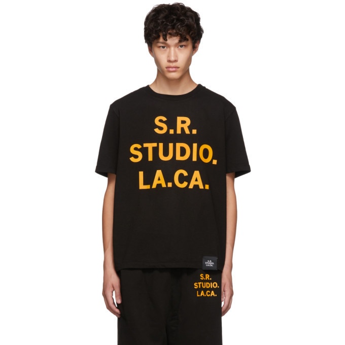 Photo: S.R. STUDIO. LA. CA. Black Unlimited S.R.S. Logo and State Basic T-Shirt