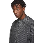 Heliot Emil Grey and Black Knit Half-Zip Sweater